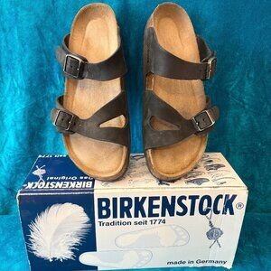 Womans Birkenstock Atlanta Sandal SZ 41 (US 10) 2 adjustable Black straps